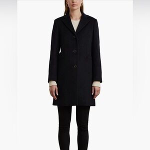 Black Topcoat Dress Coat Lauren Ralph Lauren Longline Wool Blend Coat